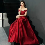 Sexy Boat Neck Satin Wedding Bridesmaid Maxi Dress Elegant Long Prom Evening Guest Cocktail Party Summer Dresses for Women 2022