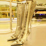 Sexy Knee High Boots 2023 Winter Boots Brand Design Super High Thin Heels With Rivet Retro Fashion Cool Women Shoes Big Size 46