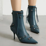 Sexy Knee High Boots 2023 Winter Boots Brand Design Super High Thin Heels With Rivet Retro Fashion Cool Women Shoes Big Size 46