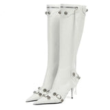 Sexy Knee High Boots 2023 Winter Boots Brand Design Super High Thin Heels With Rivet Retro Fashion Cool Women Shoes Big Size 46