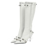 Sexy Knee High Boots 2023 Winter Boots Brand Design Super High Thin Heels With Rivet Retro Fashion Cool Women Shoes Big Size 46