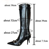 Sexy Knee High Boots 2023 Winter Boots Brand Design Super High Thin Heels With Rivet Retro Fashion Cool Women Shoes Big Size 46