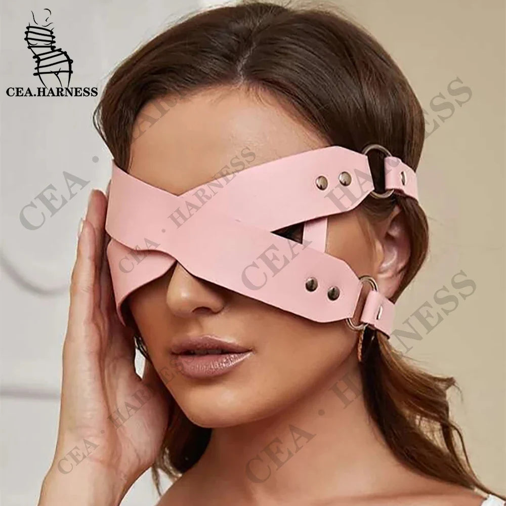 Sexy Leather Mask Half Face Goth Woman Cosplay Costume Erotic Adult Games Accessories Call Of Night Masks Rave Festival Clothes