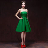 Sexy Strapless Wedding Bridesmaid Party Dress Elegant Prom Evening Guest Mini Summer Dresses for Women 2022 robe Without Pocket