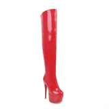 Sexy Thigh High Boots For Women Platform Fetish Stripper Dance Winter Shoes Lady High Heels Over the Knee Boot Red White Black