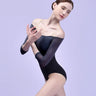 Sexy three-quarter off-shoulder sleeves Ballet Leotards For Women mesh stitching Adult Swimsuit for Dancing Ballerina Costume