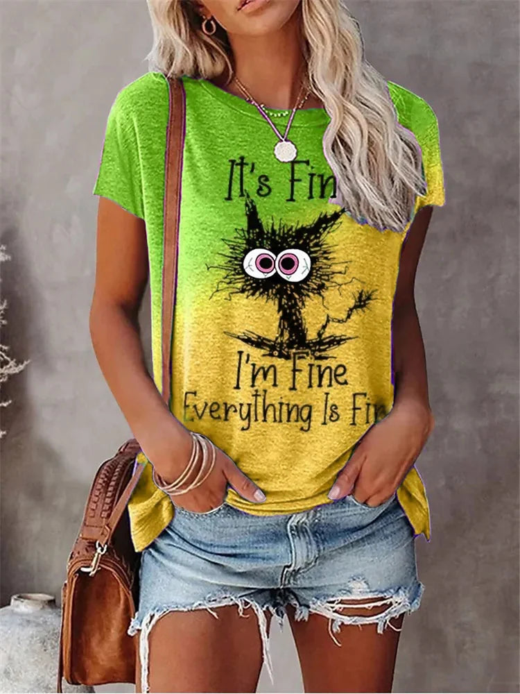 Summer New Women's Fashion T-shirt Round Neck Plus Size Shirt Tops 3D Printed Casual T Shirt Regular Street Femmes Wear