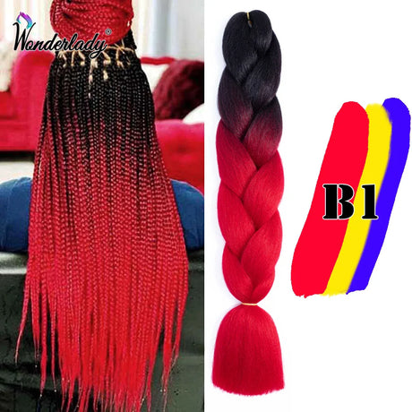 WonderLady 255 Color Long Colored Braiding Hair Jumbo Braids DIY Hairstyle Ombre Synthetic Hair Extensions For Women Braiding