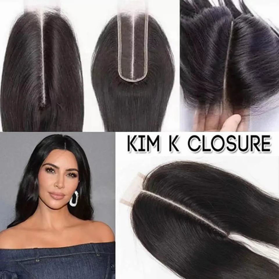 Alipretty Brazilian Hair Kim K Closure Straight Human Hair 2x6 Lace Closure Only Middle Part Natural For Black Woman Pre Plucked