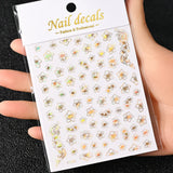 3D Gold Sun/Moon/Star Bronzing Nail Art Sticker 8*10cm Laser Star Moon Design Nail Decal Gold Silver Self-Adhesive Slider &*&