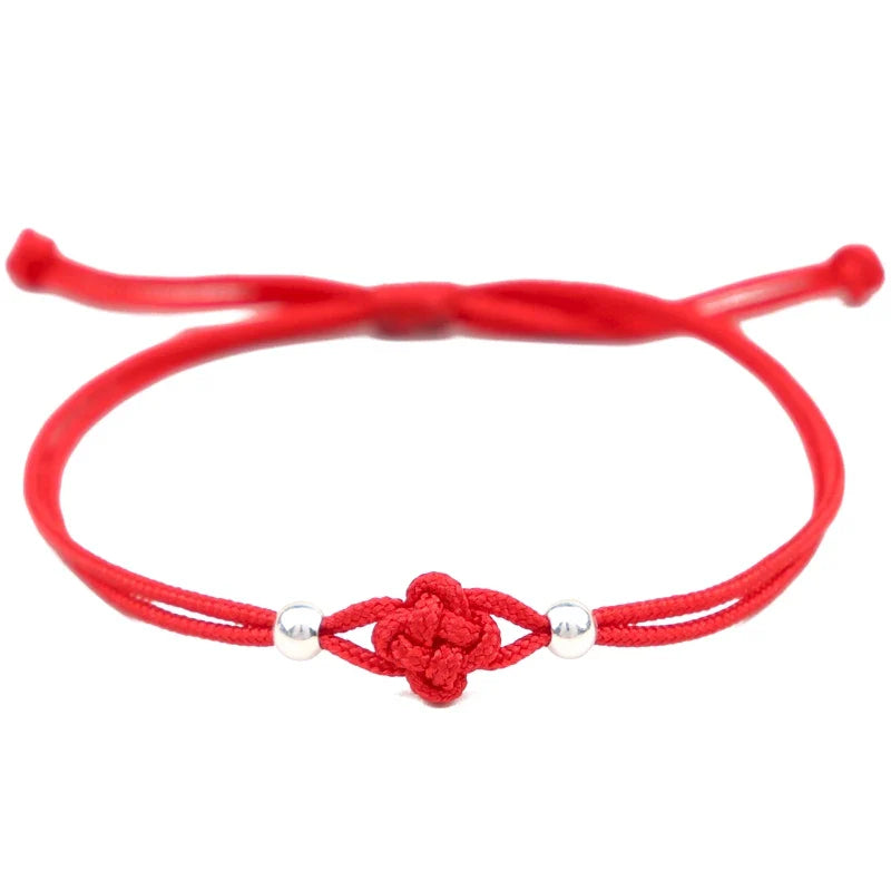 Lucky Bracelet for Women Handmade Red Rope Clover Knot Charm Bracelet Red Thread String Wristband for Sisters Gifts