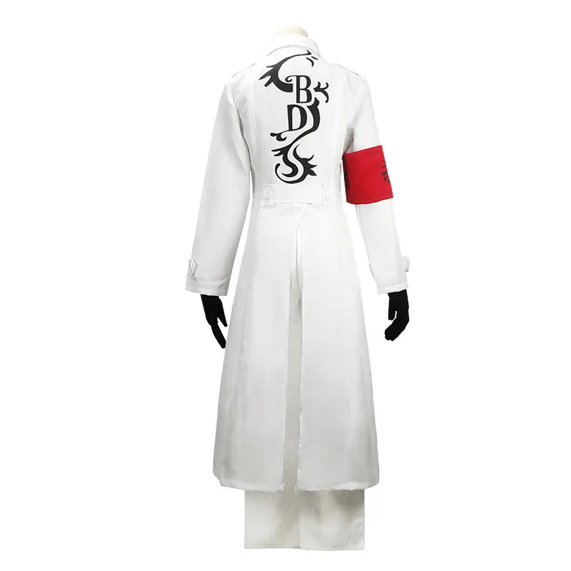 Anime Tokyo Revengers Kokounoi Hajime Cosplay Costume Seishu Inui White Uniform Trench Coat Armband Gloves Black Dragons Outfits