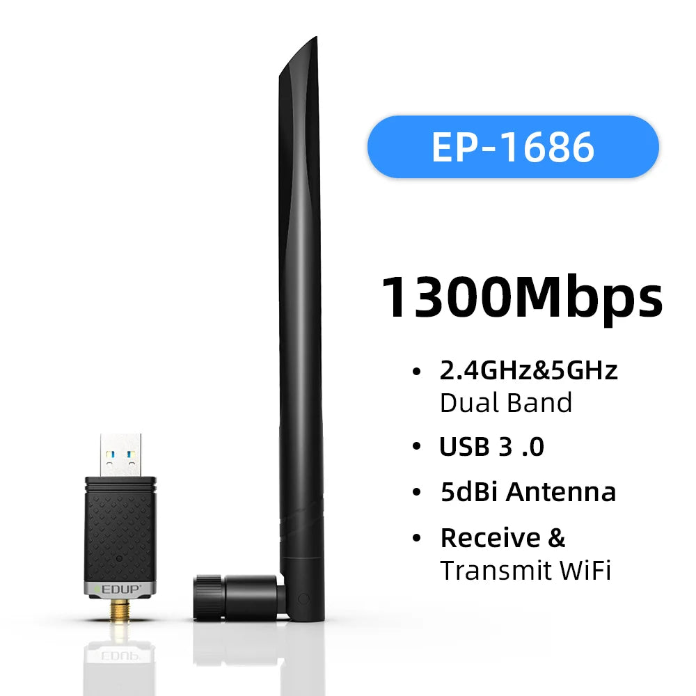 EDUP 1300Mbps Mini USB WiFi Adapter Dual Band Wifi Network Card  5G 2.4GHz Wireless AC USB Adapter for PC Desktop Laptop Win11