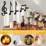 4Pc Music Note Candle Holder Black Music Note Wall Sconce Vintage Art Musical Note Style Candle Holders Iron Candle Holder Decor