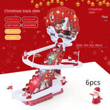 New Santa Claus Climbing Stairs Early Education Electric Track Little Yellow Duck Light Music Pig Toys Christmas Halloween Gift