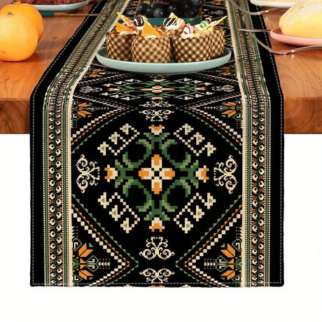 Bohemian Geometric Pattern Table Runner Linen Kitchen Decoration Accessories for Indoor Outdoor Holiday Decoration Table Runner