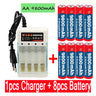 Dolidada 2023 New Tag 9800 MAH rechargeable battery AA 1.5 V. Rechargeable New Alcalinas drummey +1pcs 4-cell battery charger