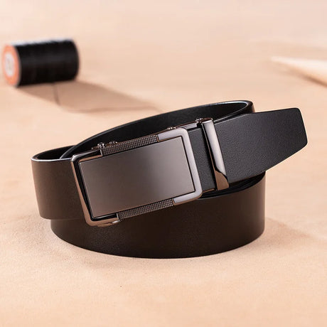 BISON DENIME Male Belts  Automatic Alloy Buckle Business Casual Men Waist Strap Fashion Cow Genuine Leather Belt Free Shipping