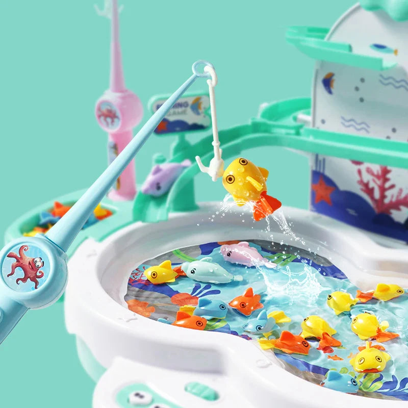 Infant Shining Kids Electric Fishing Toy Pool Baby 2-3 Years Old Boys and Girls Magnetism Fishing Suit Fishing Game for Baby