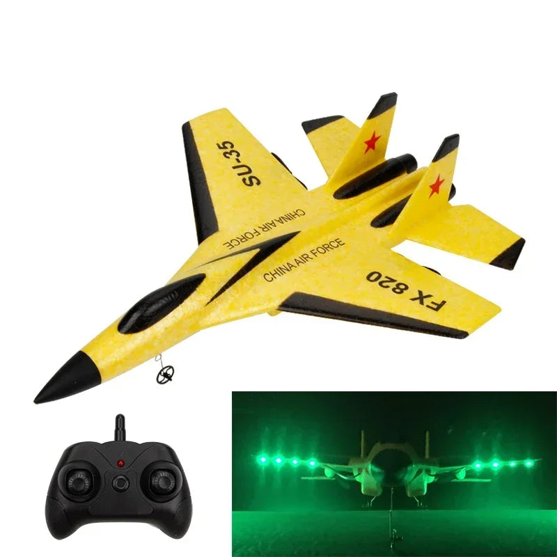 RC Plane SU-35 With LED Lights Remote Control Flying Model Glider Aircraft 2.4G Fighter Hobby Airplane EPP Foam Toys Kids Gift