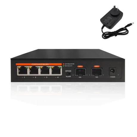 2.5G Network Ethernet Switch Unmanaged LAN Hub VLAN  4*2.5G+2*10G SFP+ Uplink Ports Fanless AI WTD for NAS Wifi Router AP