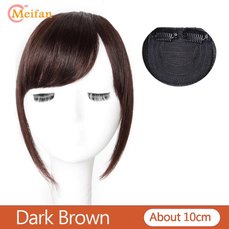 MEIFAN Synthetic False Bangs Clip-In Bangs Extension Natural Neat Fake Fringe Topper Hairpiece Invisible Clourse Hairpieces