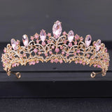 Pink Crystal Tiaras And Crowns Rhinestone Prom Diadem Crown For Women Bridal Wedding Hair Accessories Jewelry Crown Tiara Gift