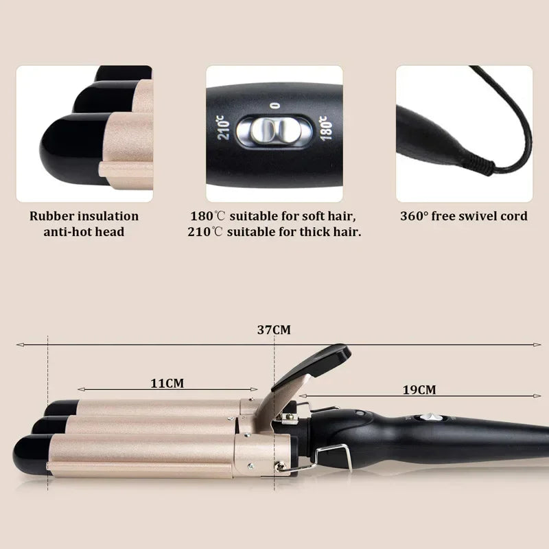 Professional Hair Curling Iron Ceramic Triple Barrel Hair Curler Irons Hair Wave Waver Styling Tools Hair Styling Appliances