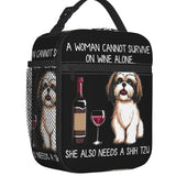 Custom Dachshund And Wine Funny Dog Lunch Bag Women Thermal Cooler Insulated Lunch Boxes for Children School