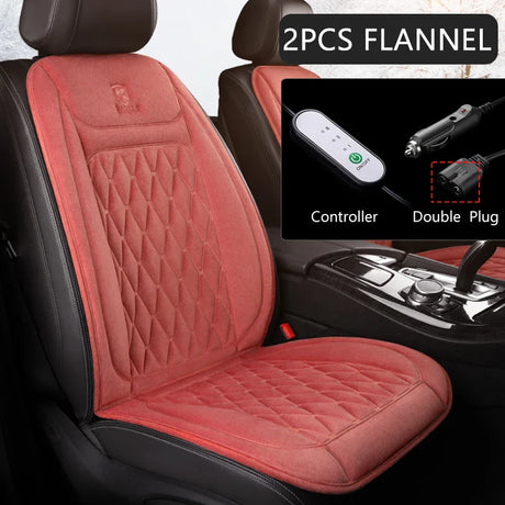 12V Heated Car Seat Cushion Cloth/Flannel Car Seat Heater Winter Warmer Seat Heating Car Accessories Heating Pads Set Universal