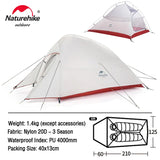 Naturehike Upgraded Cloud Up 2 Ultralight Tent Free Standing 20D Fabric Camping Tents For 2 Person With free Mat NH17T001-T