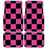 Checkerboard Car Mats Auto Parts Rubber Floor Mats Custom 4PCS Car interior graphic print checkered square feet