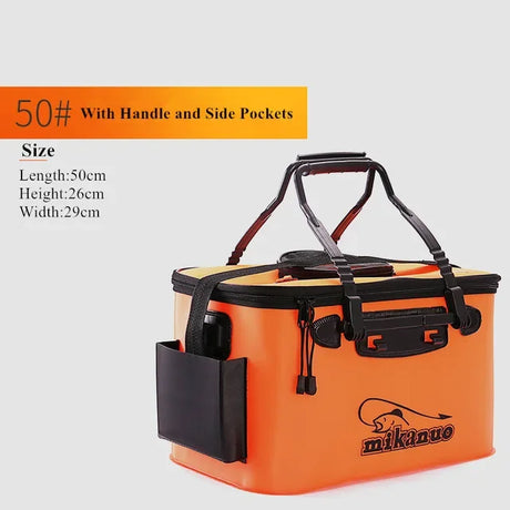 Mikanuo EVA Portable Folding Bucket For Fish Water With Handle Leakproof Outdoor Fishing Gear Black/Orange Tackle Bag