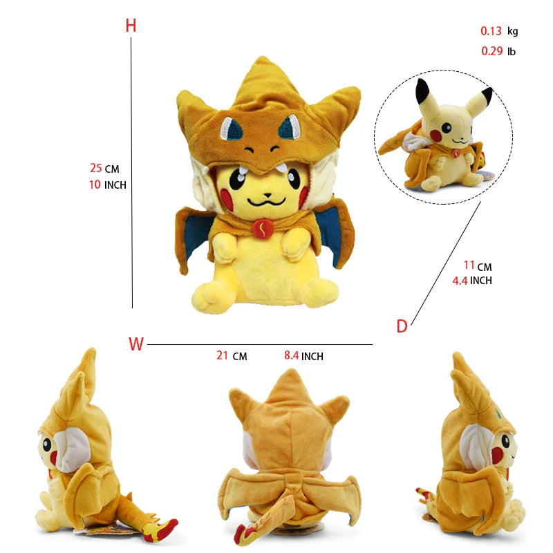 Pokemon Pikachu Cosplay Toys Charizard Snorlax Garchomp Tyranitar Hydreigon Anime Stuffed Plush Cartoon Peluche Dolls