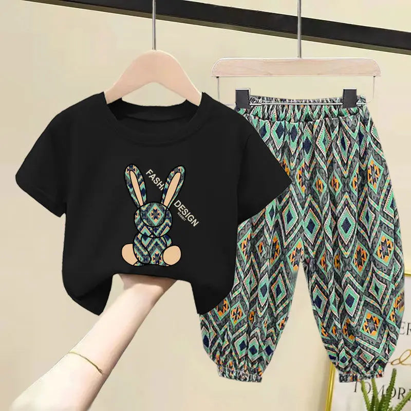 Summer Cotton Children Clothing Set Boy Girl Clothes Suit Baby Sets Tshirt + Pants 2 Piece Toddler Loungewear Soft Tracksuit