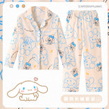 Spring Miniso Cute Children's Pajamas Sets Kawaii Anime Kuromi Pochacco Cinnamoroll Girl Boy Sleepwear Milk Silk Kids Loungewear