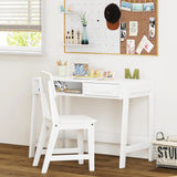 Kids Desk and Chair Set, Study Desk for Kids with Drawers, Wooden Children Study Table, Student Writing Desk Computer Works