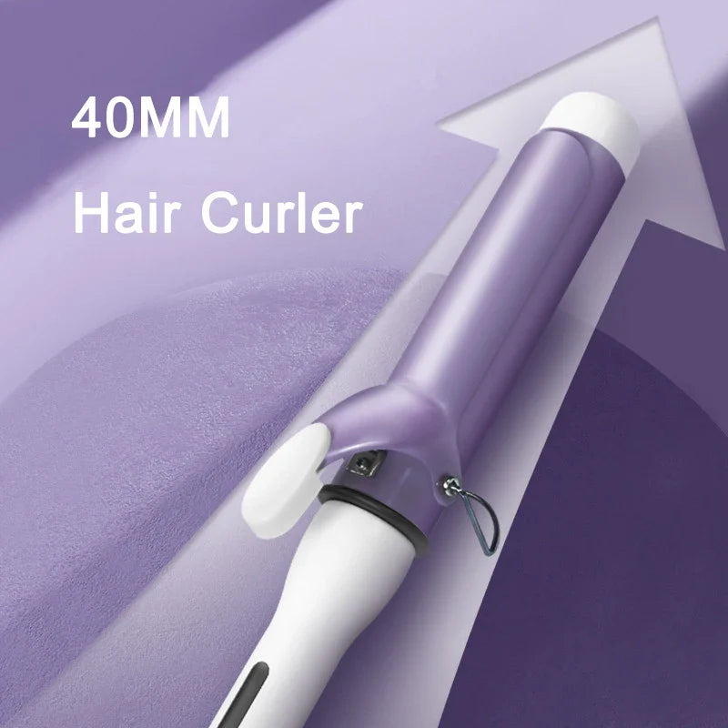 40MM Electric Hair Curler Large Wave Curling Iron Ceramic Glaze Negative Ion Coating 10s Fast Heat Hair Styling Appliances Tool