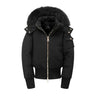 AS 2023 winter fashion woman bomber coat filled down Adult jacket with nature fur metal gold zipper