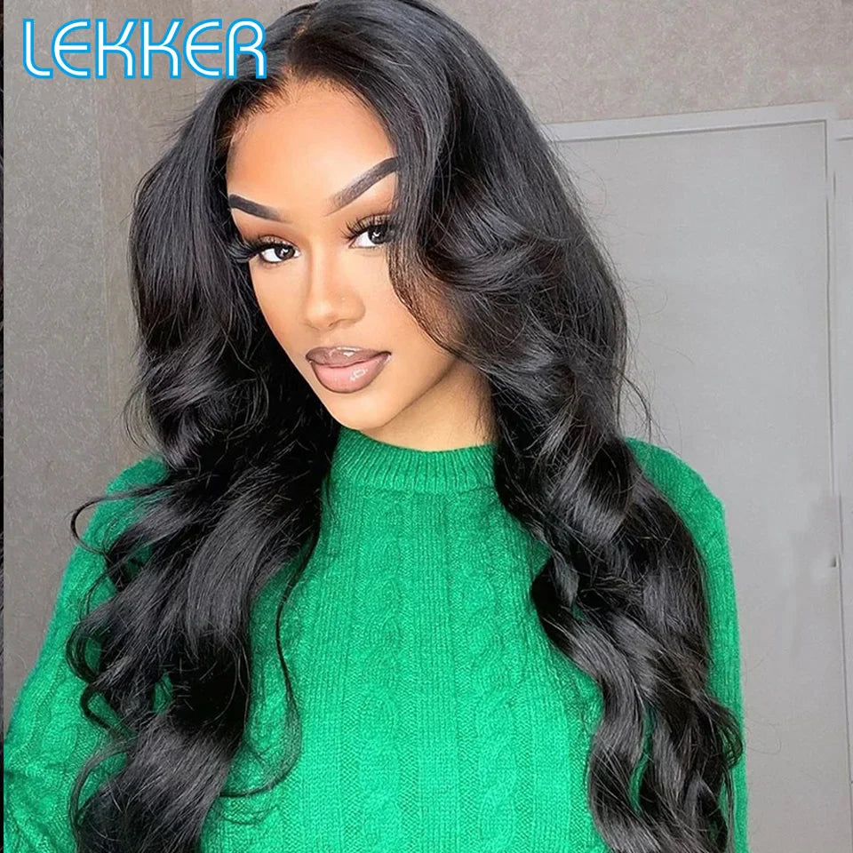 Lekker Wavy 13x1 T Part Lace Front Human Hair Wig For Women Glueless Bob Brazilian Remy Hair 30inch Body Wave Middle Part Wigs