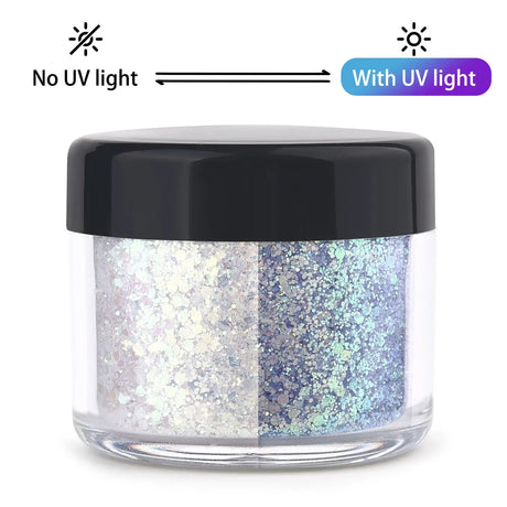 10g/Bottle UV Light Sensitive Changing Color Nail Art Glitter Powder Laser Nail Sequins DIY Jewelry Making Accessories