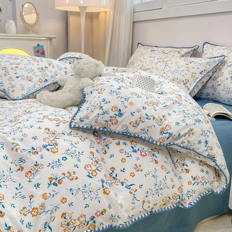 Soft Cotton Crib Bedding Set For Girl Bed For Kid Baby Nursery Decor 3PCS Baby Cartoon Bear Bedding Set For Newborns