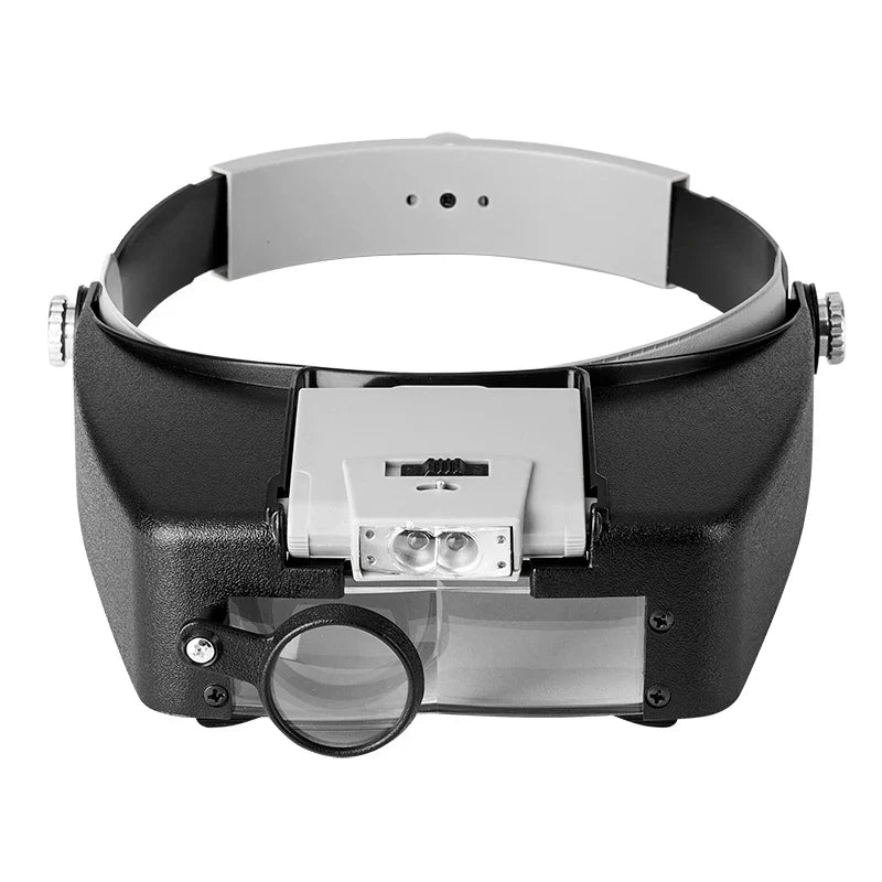 Head-Mounted Magnifier LED Illumination 1.5X 3X 8.5X 10X Helmet Style Magnifying Glass Jewelry Watch Maintenance Read Magnifier