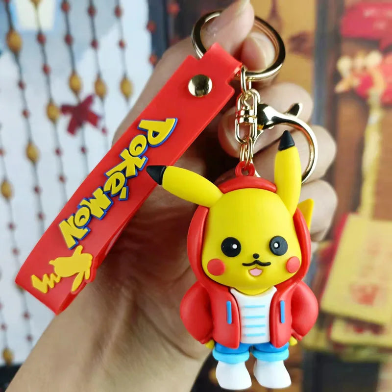 Pokemon Keychain Anime Figures Pikachu Cartoon Key Chain Charmander Psyduck Fashion Bag Keyring Pendant Accessories Toy Kid Gift