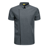 Men's Chef Jacket Short Sleeve Kitchen Cook Shirt Unisex Restaurant Bakery Waiter Uniform Top