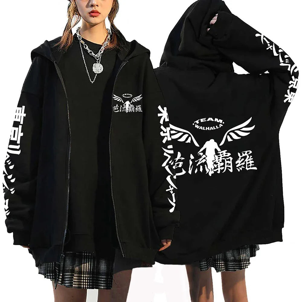 Japan Anime Tokyo Revengers Plus Size Hoodie Mikey Baruhara Graphic Printed Hooded Men Women Sweatshirt With Zipper Hip Hop