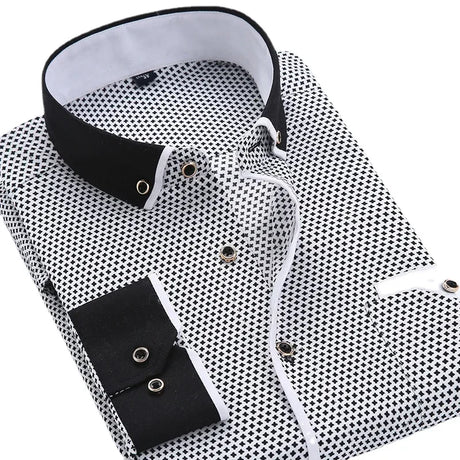 White Big Size 5XL Men Dress Shirt 2024 New Long Sleeve Slim Fit Button Down Collar Good Quality Printed Business Shirts