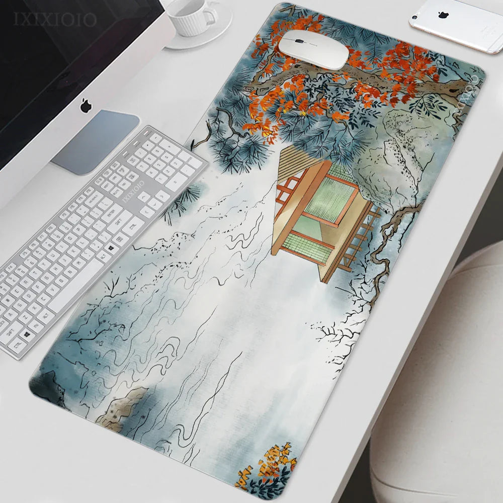 Mouse Pad Gaming Chinese Ancient Painting XL Mousepad XXL keyboard pad Natural Rubber Soft Non-Slip Office Accessories Mice Pad