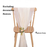 6PCS RUST Chiffon Chair Sashes 30 x 270cm Wedding Aisle Decoration for Weddings Christmas Baby Shower Birthday Party Decorations