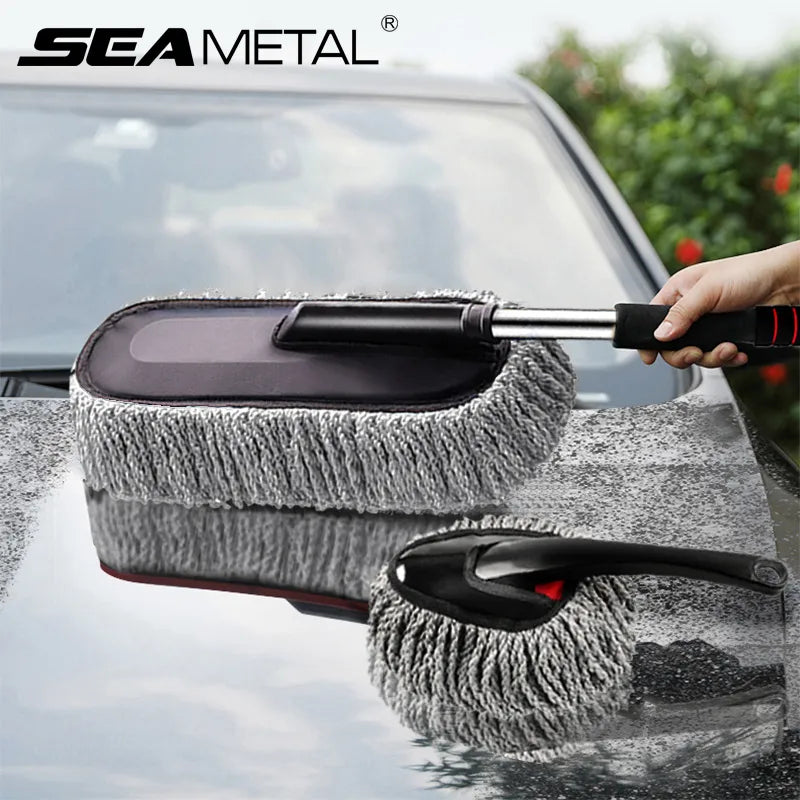 SEAMETAL Superfine Fiber Car Duster Suit Retractable Microfiber Car Dust Mop Home Cleaning Dust Removal Brushes Towels Kits